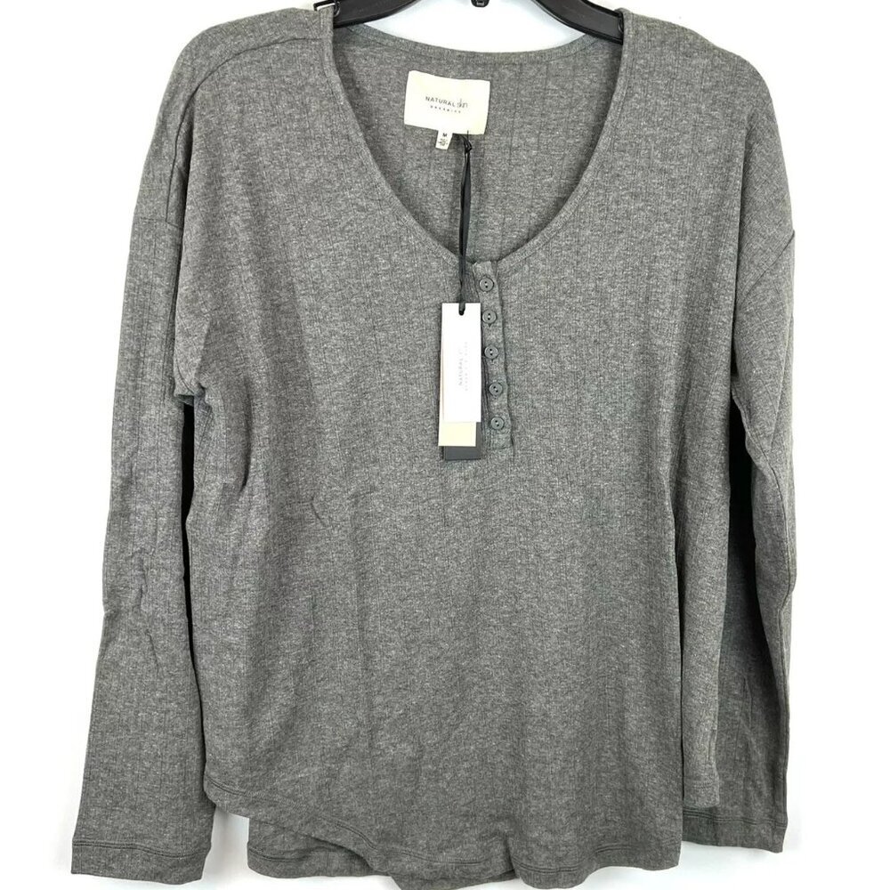 Natural Skin Women’s Grey Long Sleeve Shirt Size M